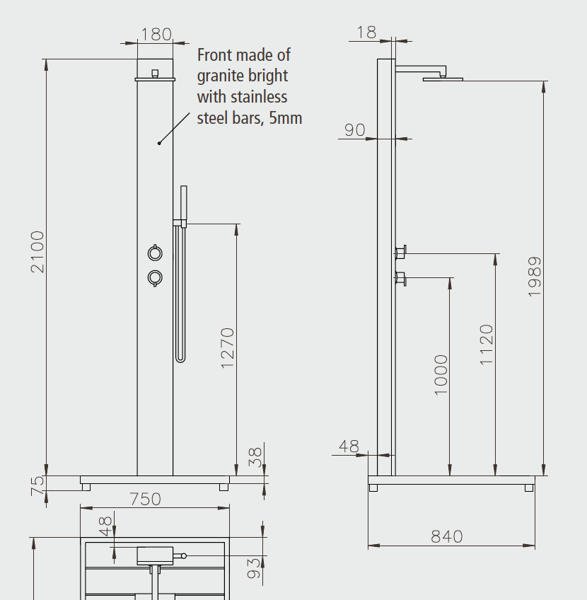 Outdoor A Luxury Granite Stainless Steel Shower - Image 3