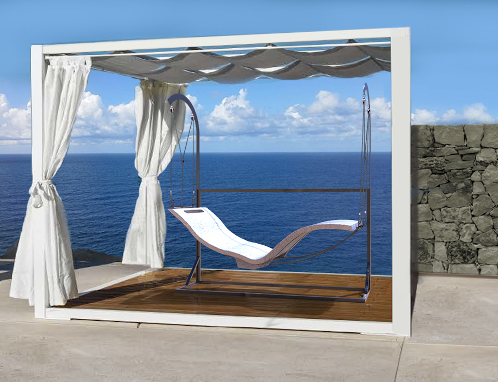 Modern Hanging Chaise Lounger with Base